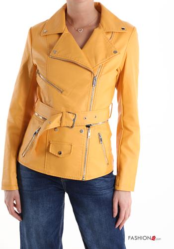  Biker Jacket with belt with zip with pockets
