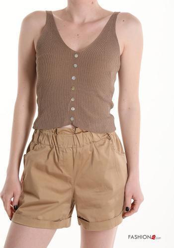  Top with buttons with v-neck Camel