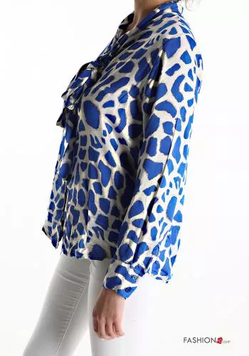  Animal print Blouse with bow