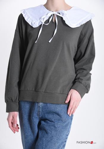  Cotton Sweatshirt with bow Military green