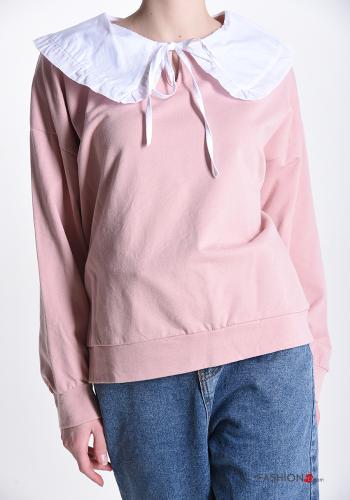  Cotton Sweatshirt with bow Pink