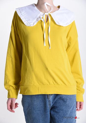  Cotton Sweatshirt with bow School bus yellow