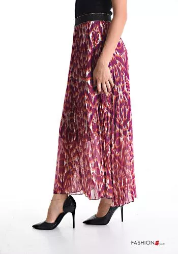  Patterned lurex Longuette Skirt with elastic