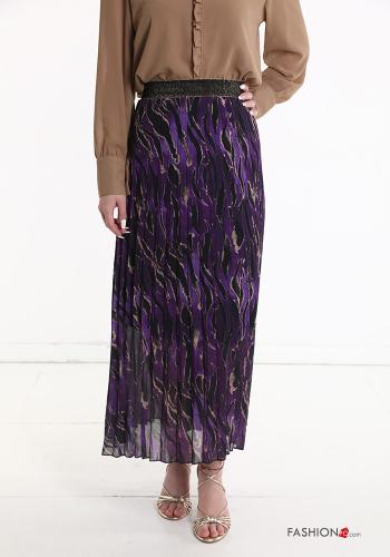  Falda De lurex Longuette con plisado Estampado animal con elástico  Violeta