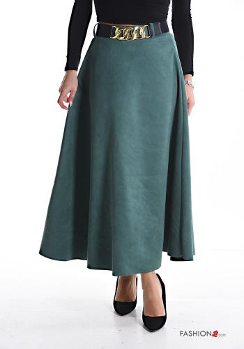  Suede Longuette Skirt with belt Jade