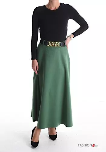  Suede Longuette Skirt with belt