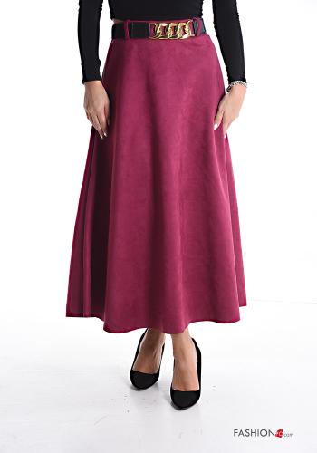  Suede Longuette Skirt with belt Mauve