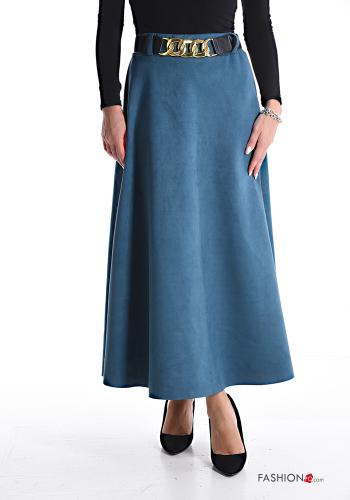  Suede Longuette Skirt with belt Teal