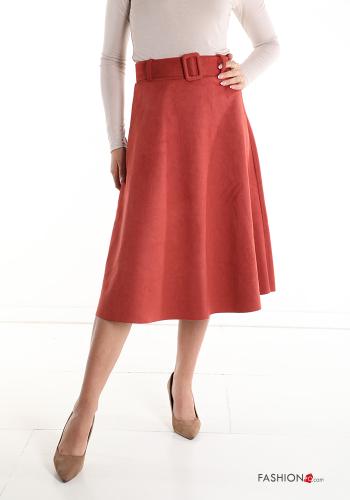  Falda circular Gamuza midi 