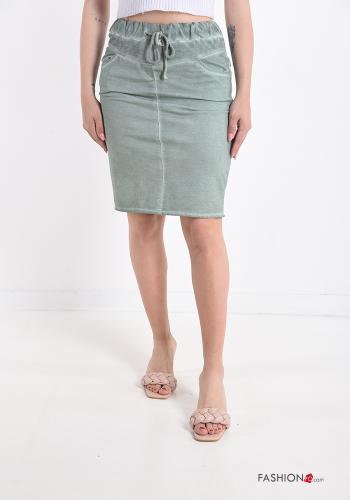  Multicoloured Cotton Skirt with bow Celadon