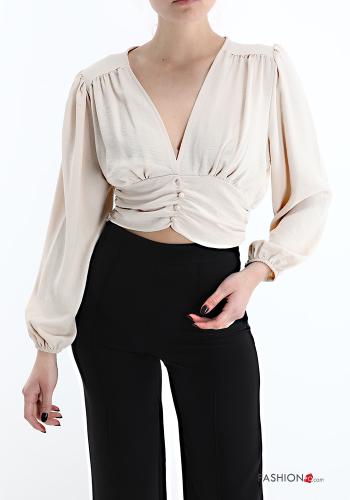  v-neck Top with buttons White