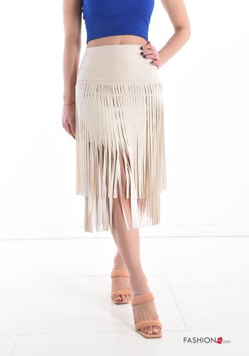  faux leather Skirt with fringe