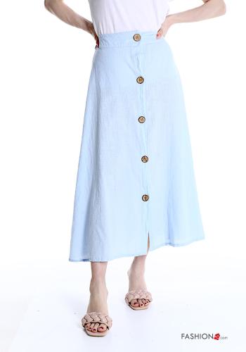  Longuette Linen Skirt with buttons