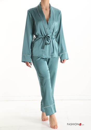  Elegant Voller Pyjama  Karibisches Grün