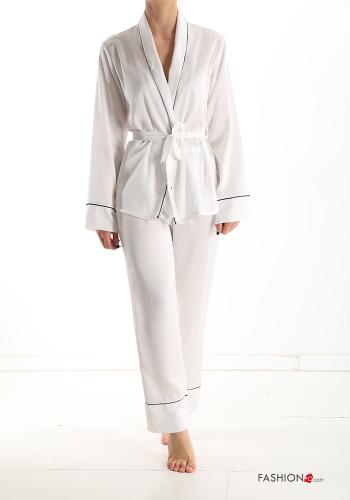  Elegant Voller Pyjama  Weiß