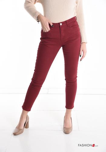  skinny Cotton Jeans with pockets Bordeaux