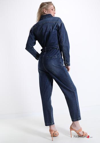  denim Cotton Jumpsuit with buttons with pockets