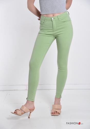  Jeans aus Baumwolle mit Taschen Hellgrün