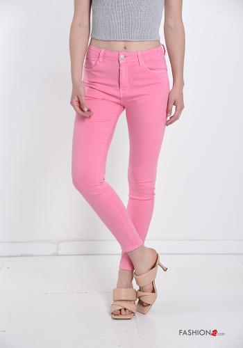  Cotton Jeans with pockets Fucsia