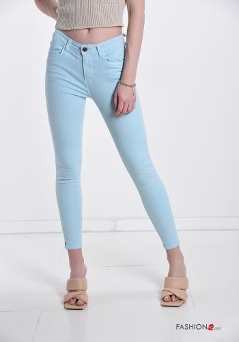  Jeans aus Baumwolle mit Taschen Hellblau