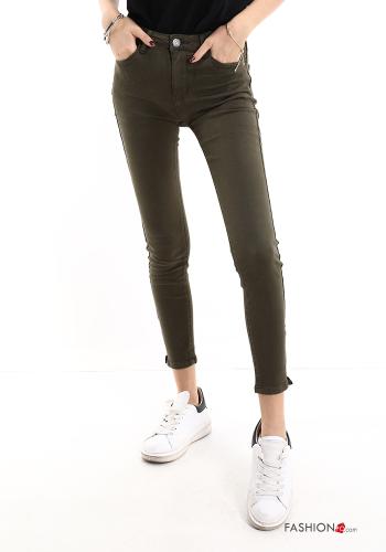  Cotton Jeans with pockets Military green