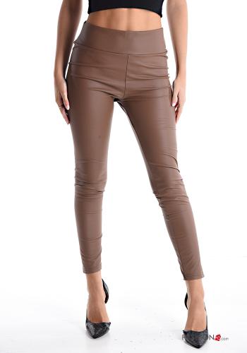  Kunstleder Leggings  Braun
