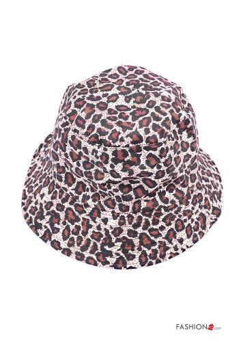  Cappello in Cotone Fantasia animalier  Cammello