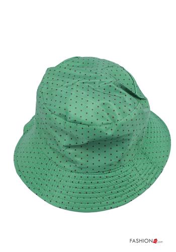 Chapeau en Coton Imprimé à pois  Vert