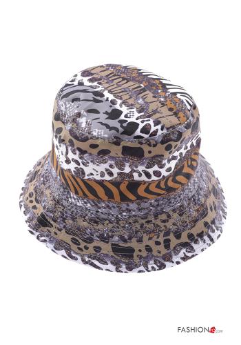  Cappello in Cotone Fantasia animalier  Fango
