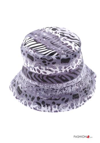  Cappello in Cotone Fantasia animalier  Nero