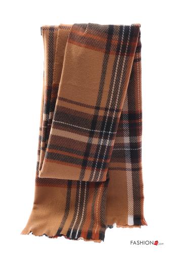  Tartan-Muster Schal mit Fransen Kamelhaarfarben