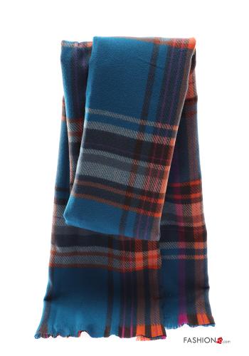  Tartan-Muster Schal mit Fransen Wasserblau