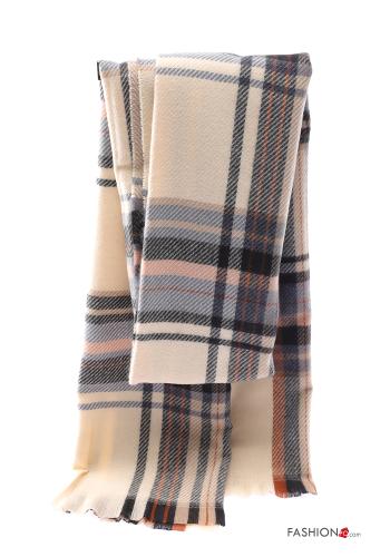  Sciarpa Fantasia tartan con frange  Beige