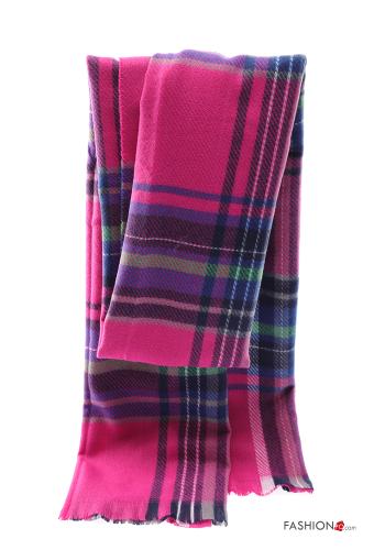  Sciarpa Fantasia tartan con frange  Fucsia