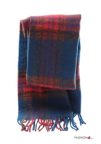  Sciarpa Fantasia tartan con frange  Ottanio