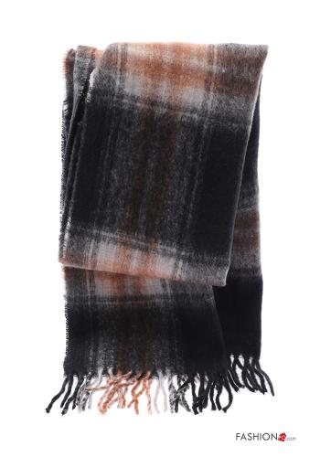  Sciarpa Fantasia tartan con frange  Nero