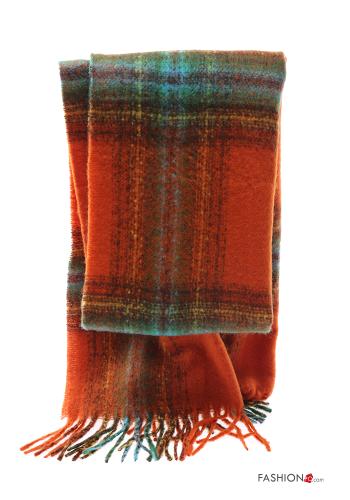  Sciarpa Fantasia tartan con frange  Cioccolato