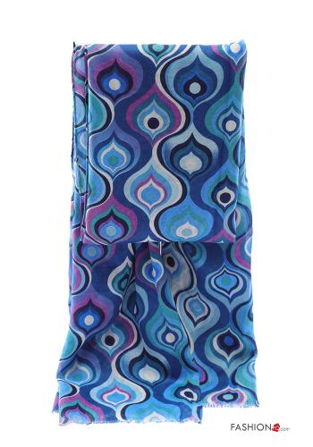  Geometric pattern Scarf  Steel blue