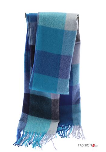  Sciarpa Fantasia colorata con frange  Blu