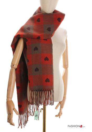  heart motif Scarf with fringe