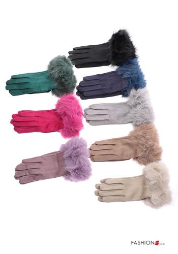 Set 12 pairs faux fur Gloves  Various colours