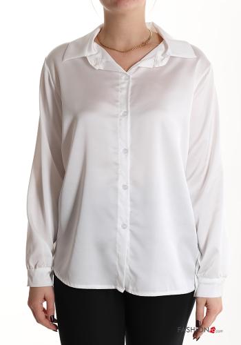  Satin Hemd  Weiß