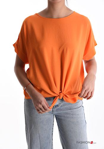  short sleeve Blouse with knot Orange