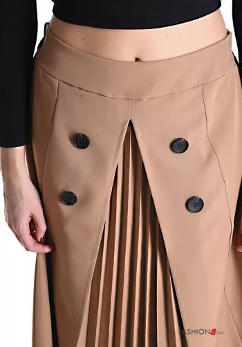  pleated midi Skirt with buttons with elastic
