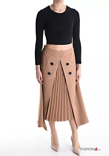  pleated midi Skirt with buttons with elastic