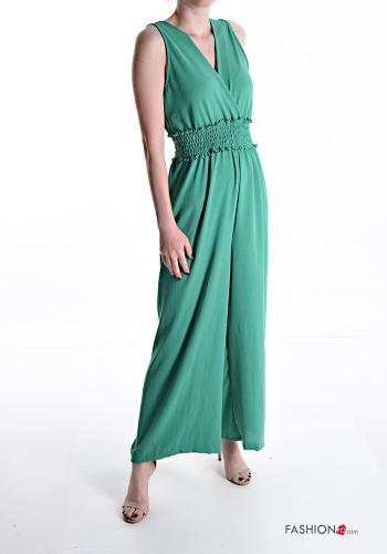  ärmellos wide leg Overall mit V-Ausschnitt mit gummizug