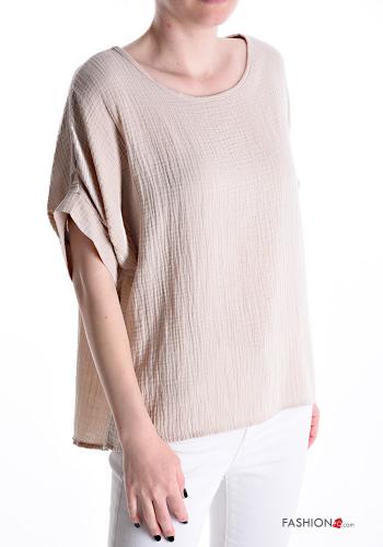  short sleeve Cotton Blouse  White