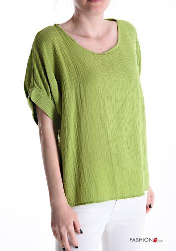 short sleeve Cotton Blouse  Light olive