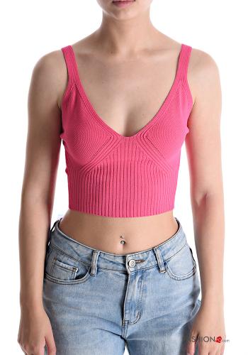  Top with v-neck Fucsia