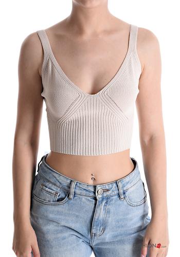  Top with v-neck Beige